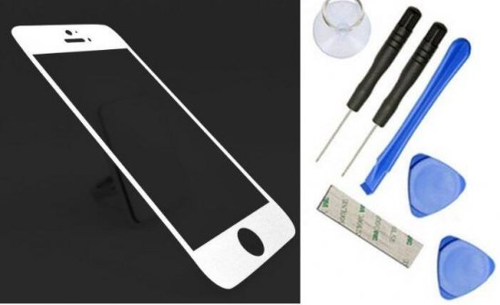 iPhone 5 Screen Glass - White with Opening Tools